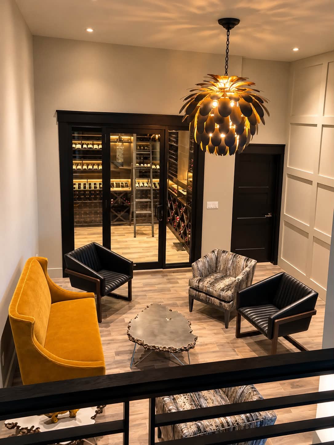 Custom wine cellar and lounge created by C&K Contracting